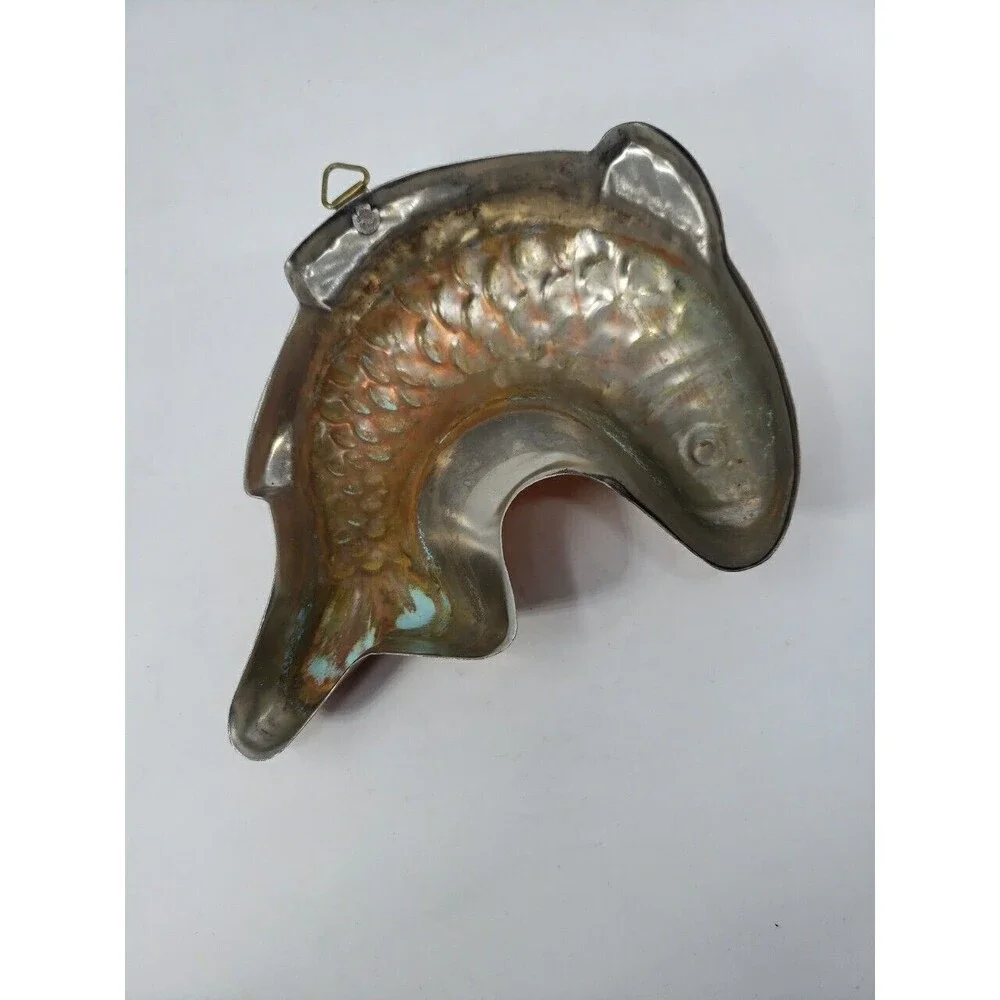 Vintage Metal Fish Mold Hanging Wall Decor Made In Korea Small Copper Color